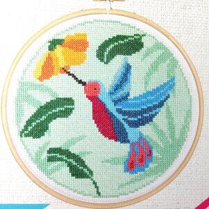 Made in Britain by Hawthorn Handmade Cross Stitch Kit-Hummingbird